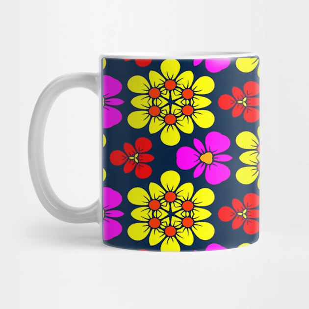 Yellow and Pink Flower Pattern by PatternFlower